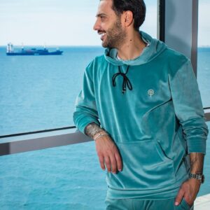 Βελούδινη μπλούζα με κουκούλα